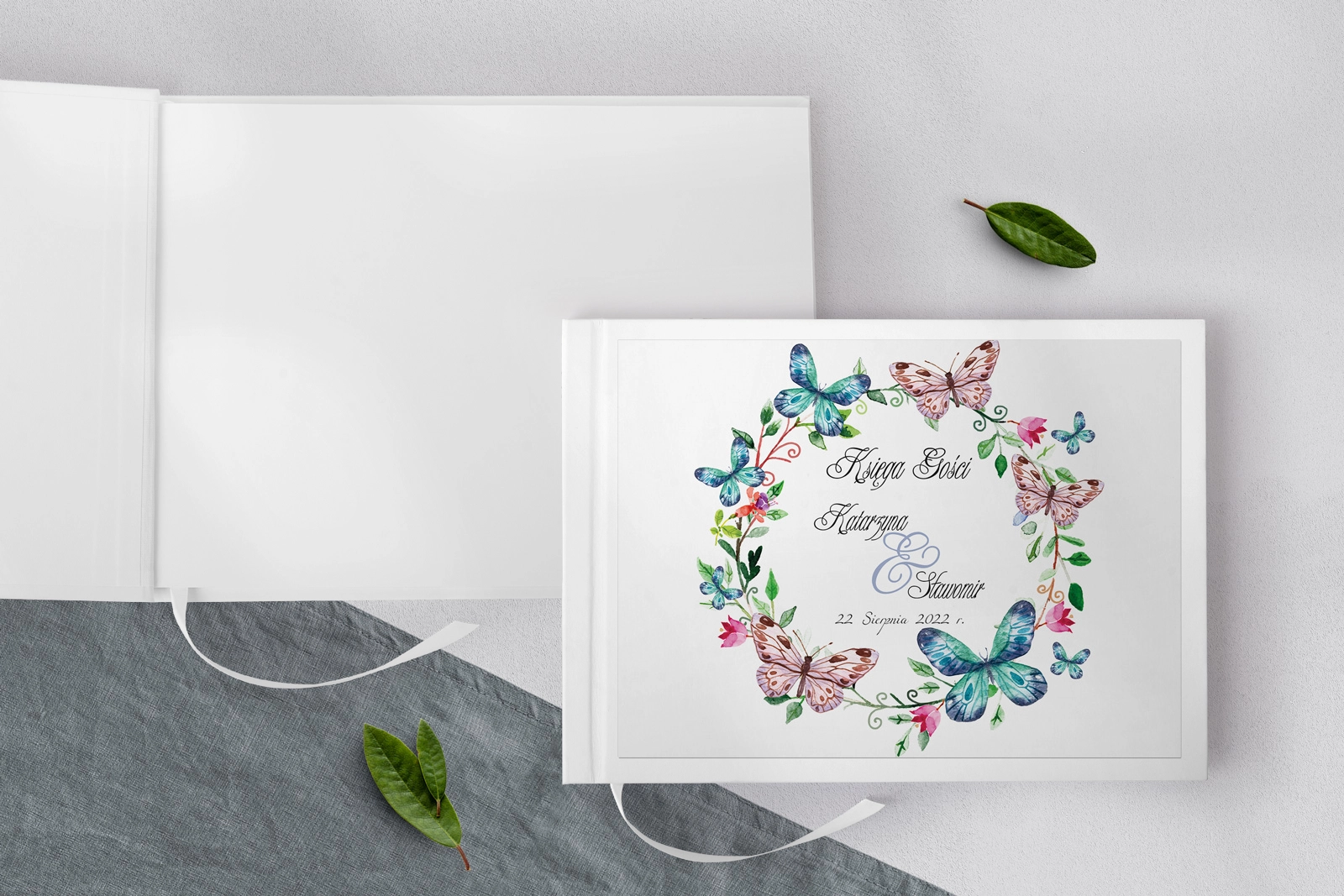 Księga Gości Weselnych Akwarelowe Wianki Motyw 3