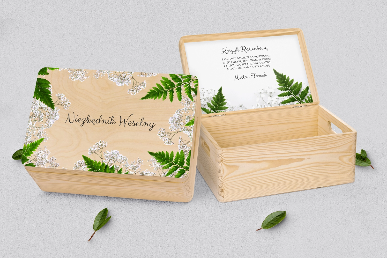 Koszyczek ratunkowy weselny naturalny - Soft Motyw 2