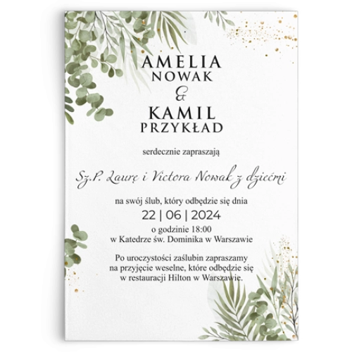 Zaproszenia ślubne Leaves - Motyw 2