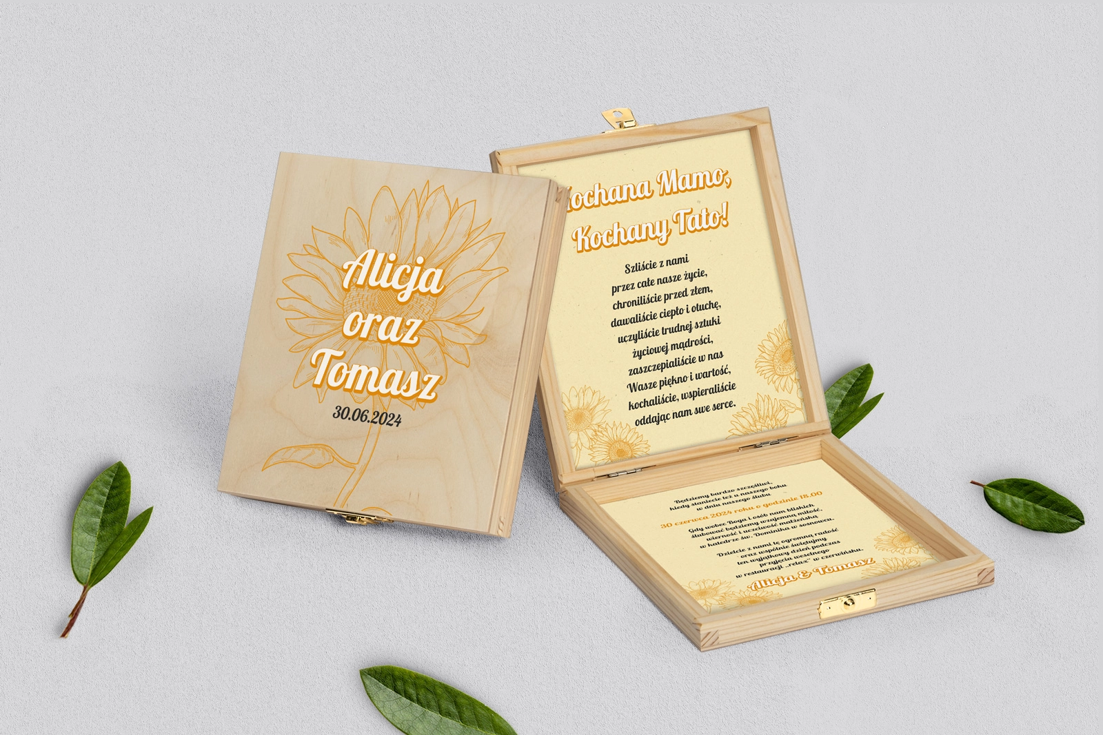 Zaproszenie dla Rodziców - naturalne Sunflowers Motyw 1