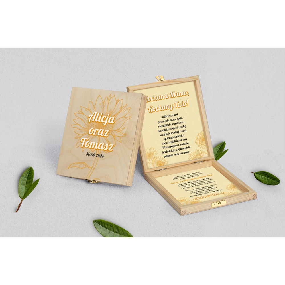 Zaproszenie dla Rodziców - naturalne Sunflowers Motyw 1