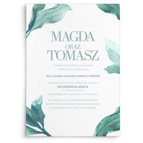 Zaproszenia ślubne Eukaliptus - Motyw 3