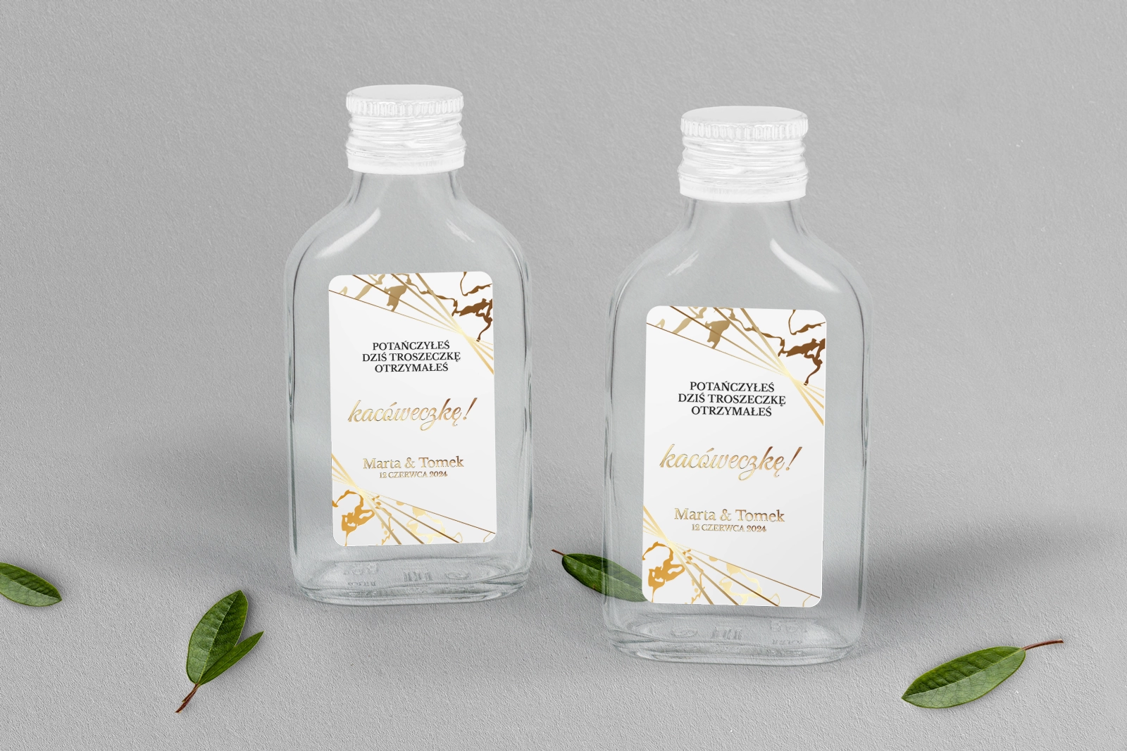 Buteleczka - Piersiówka Marmur & Złoto - Motyw 4