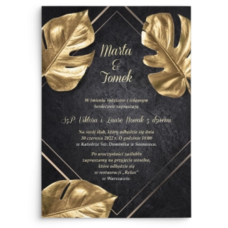 Zaproszenia ślubne Złote Kwiaty  - Motyw 3