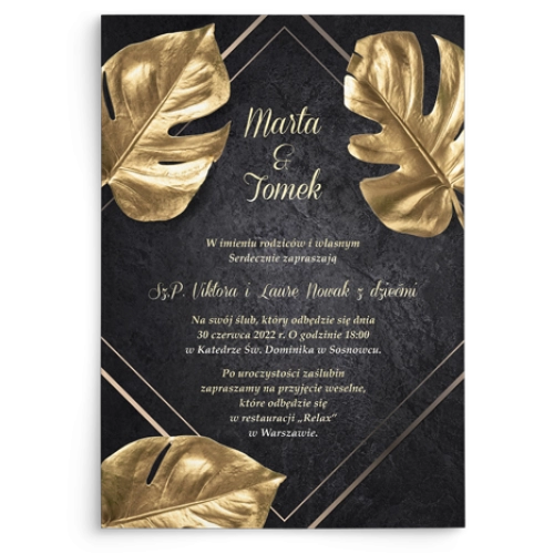 Zaproszenia ślubne Złote Kwiaty  - Motyw 3