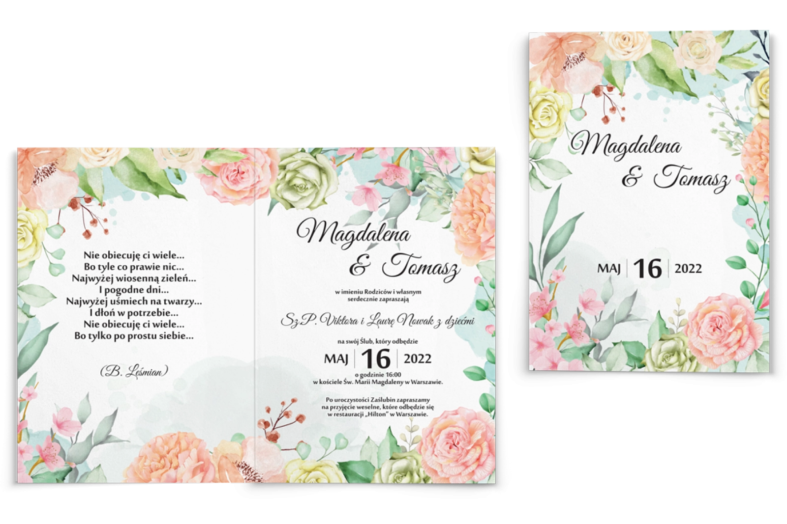 Zaproszenia ślubne Amelia - Składane Motyw 3