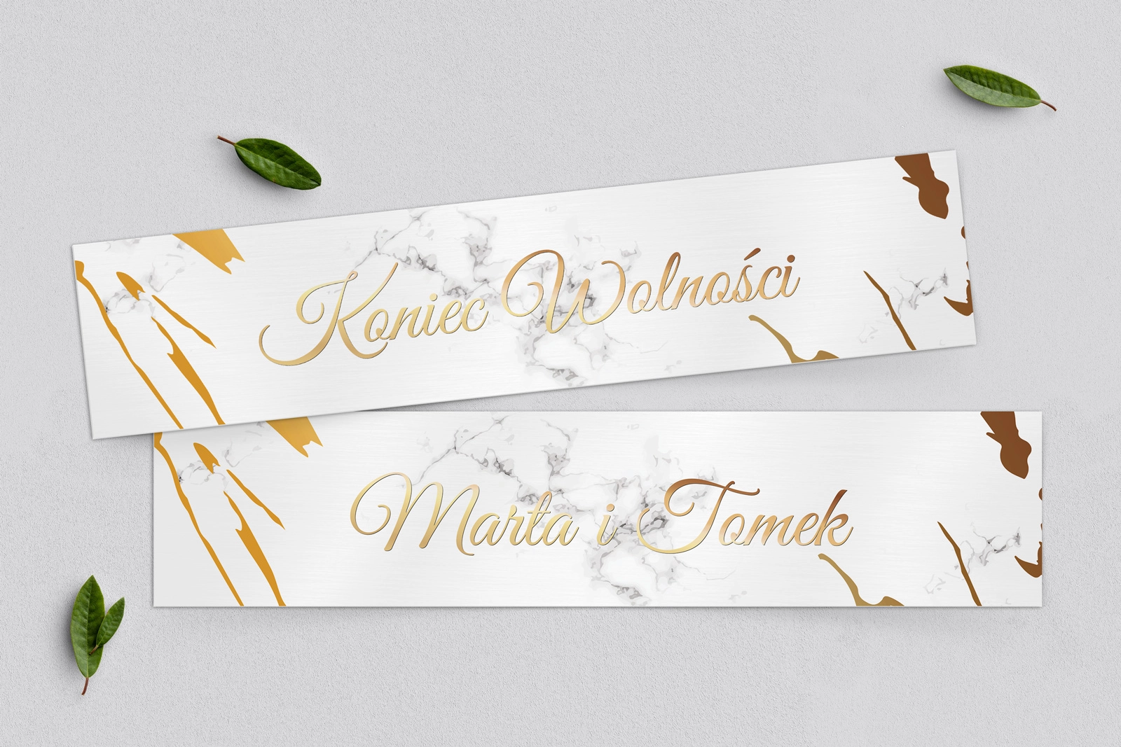 Tablice Rejestracyjne 2 szt. - Marmur i Złoto Motyw 3