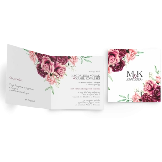 Zaproszenia ślubne Fabello - Składane Kwadrat Motyw 3