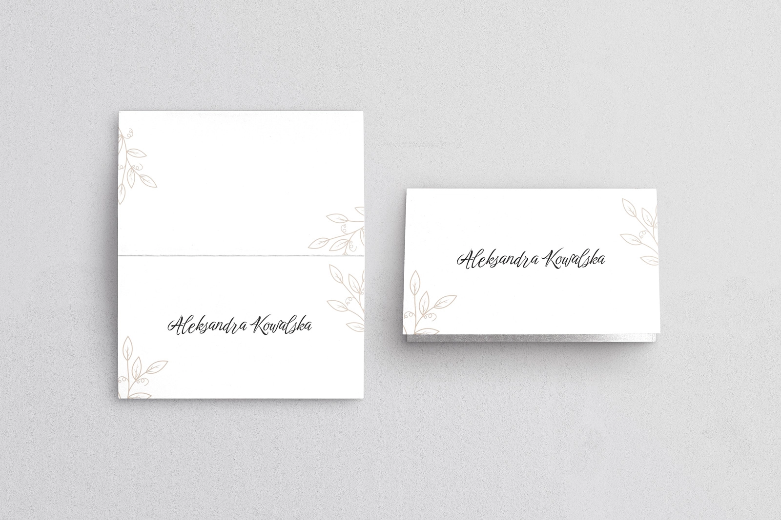 Winietki ślubne składane Białe Liście - Motyw 1