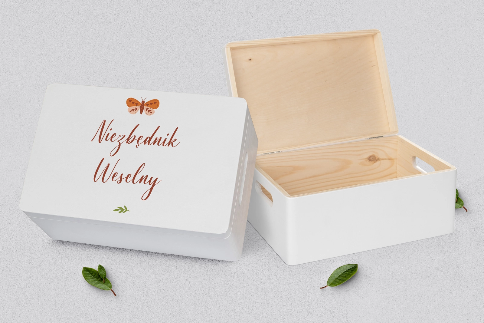 Koszyczek ratunkowy weselny biały - Butterflies - Motyw 2