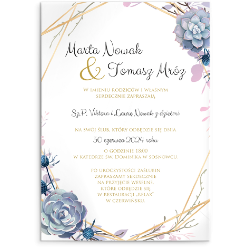 Zaproszenia ślubne Flowers & Frame - Akrylowe Motyw 6