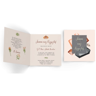 Zaproszenia ślubne Butterflies - Składane Kwadrat Motyw 3