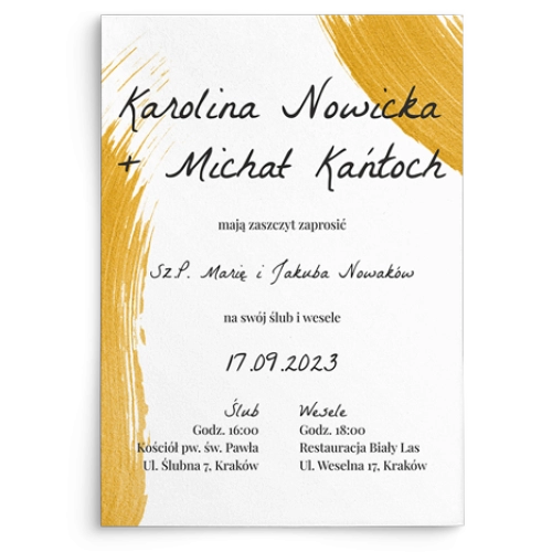 Zaproszenia ślubne Golden Brush - motyw 1