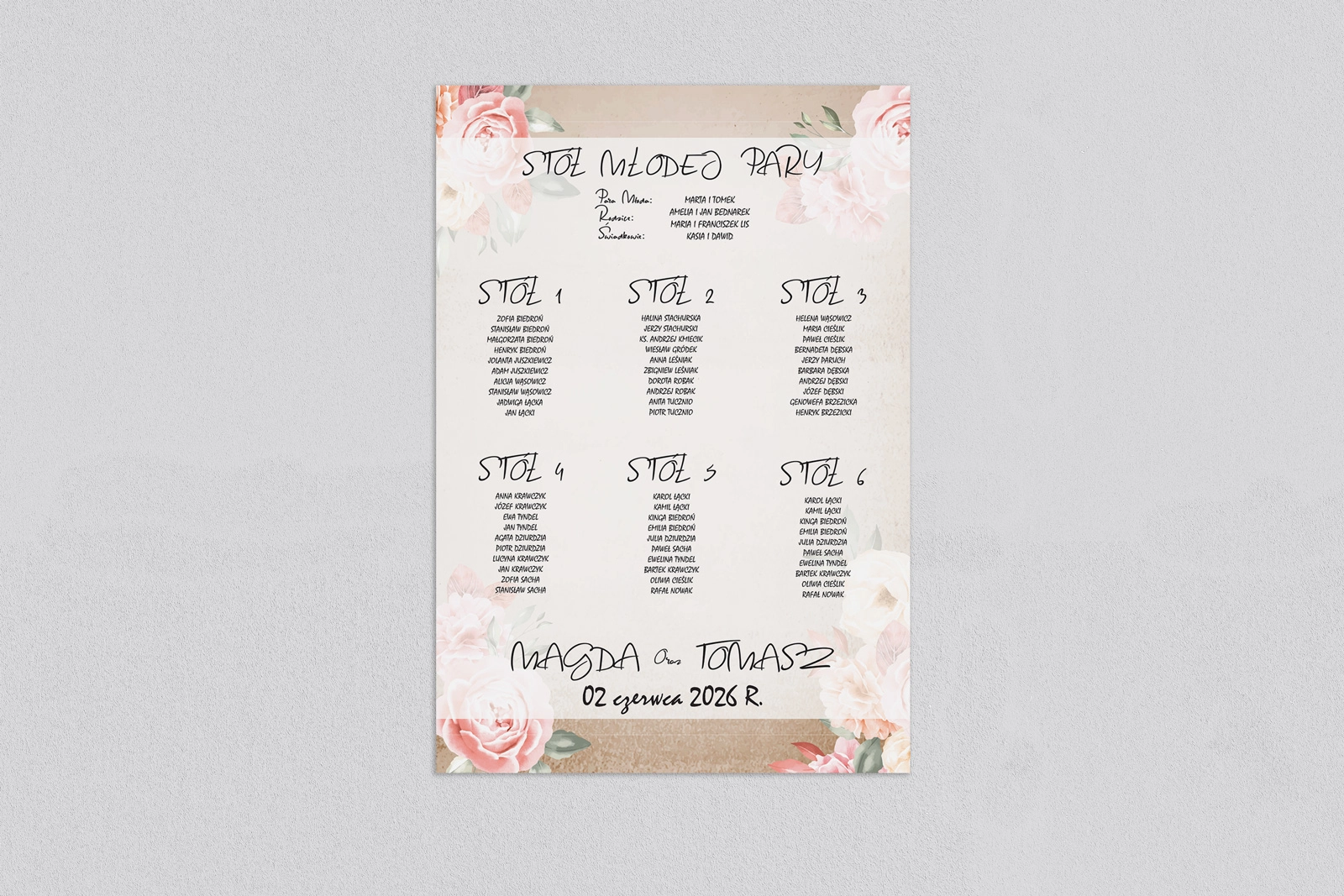 Plan stołów weselnych Mgiełka - Motyw 2