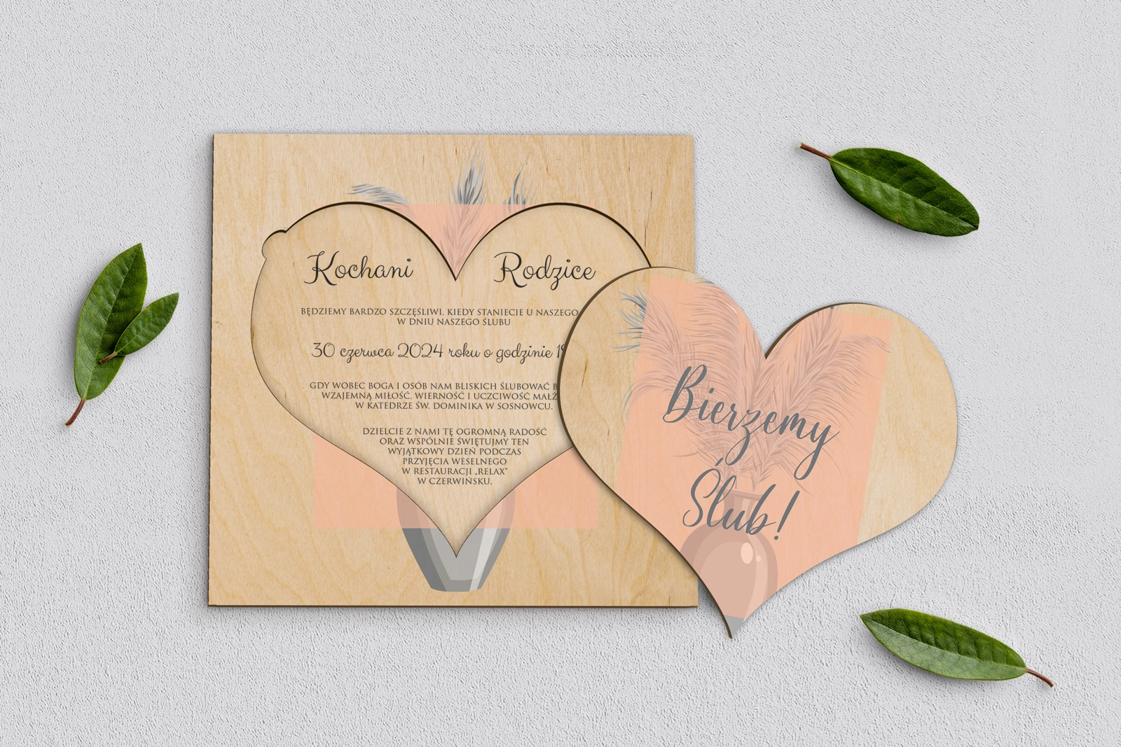 Drewniane Zaproszenie dla Rodziców - Butterflies - Motyw 4