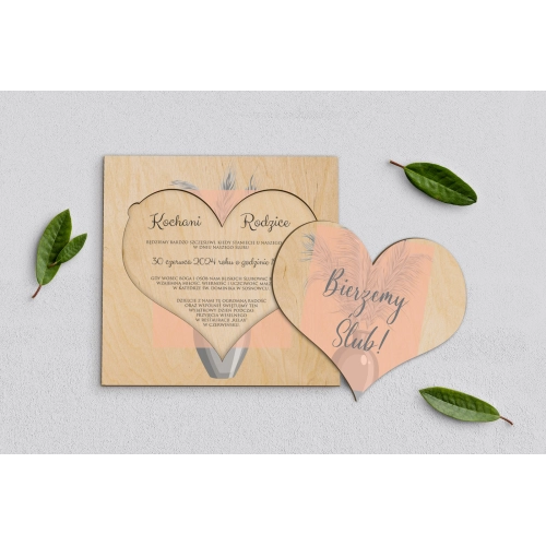 Drewniane Zaproszenie dla Rodziców - Butterflies - Motyw 3