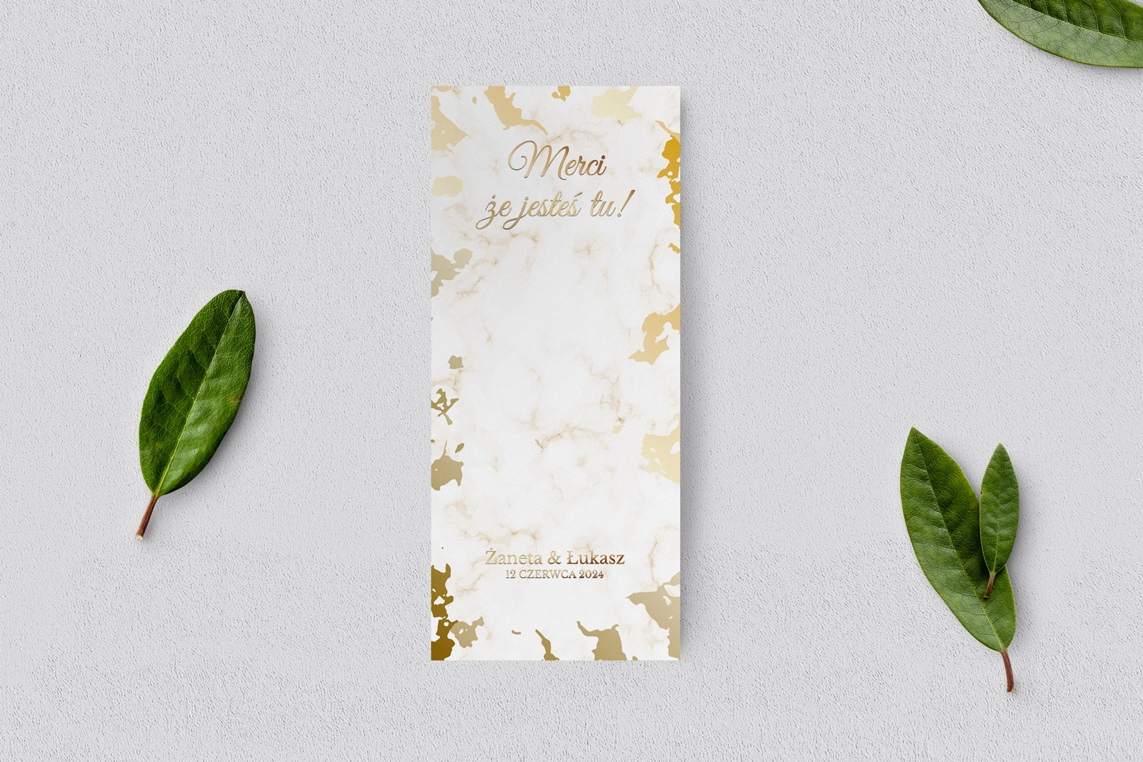 Podziękowanie Merci - Karteczka Marmur & Złoto - Motyw 5