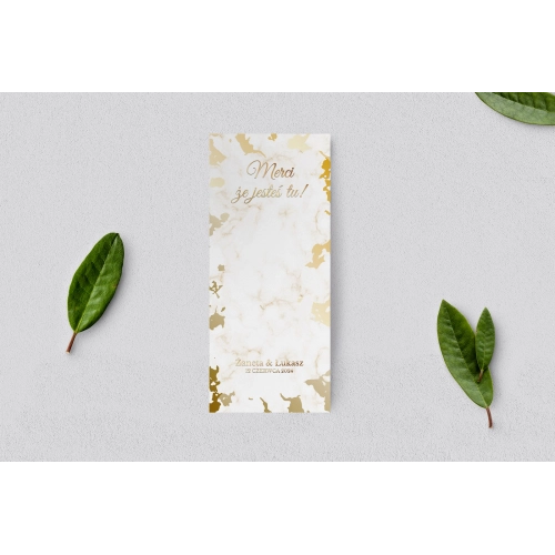 Podziękowanie Merci - Karteczka Marmur & Złoto - Motyw 5