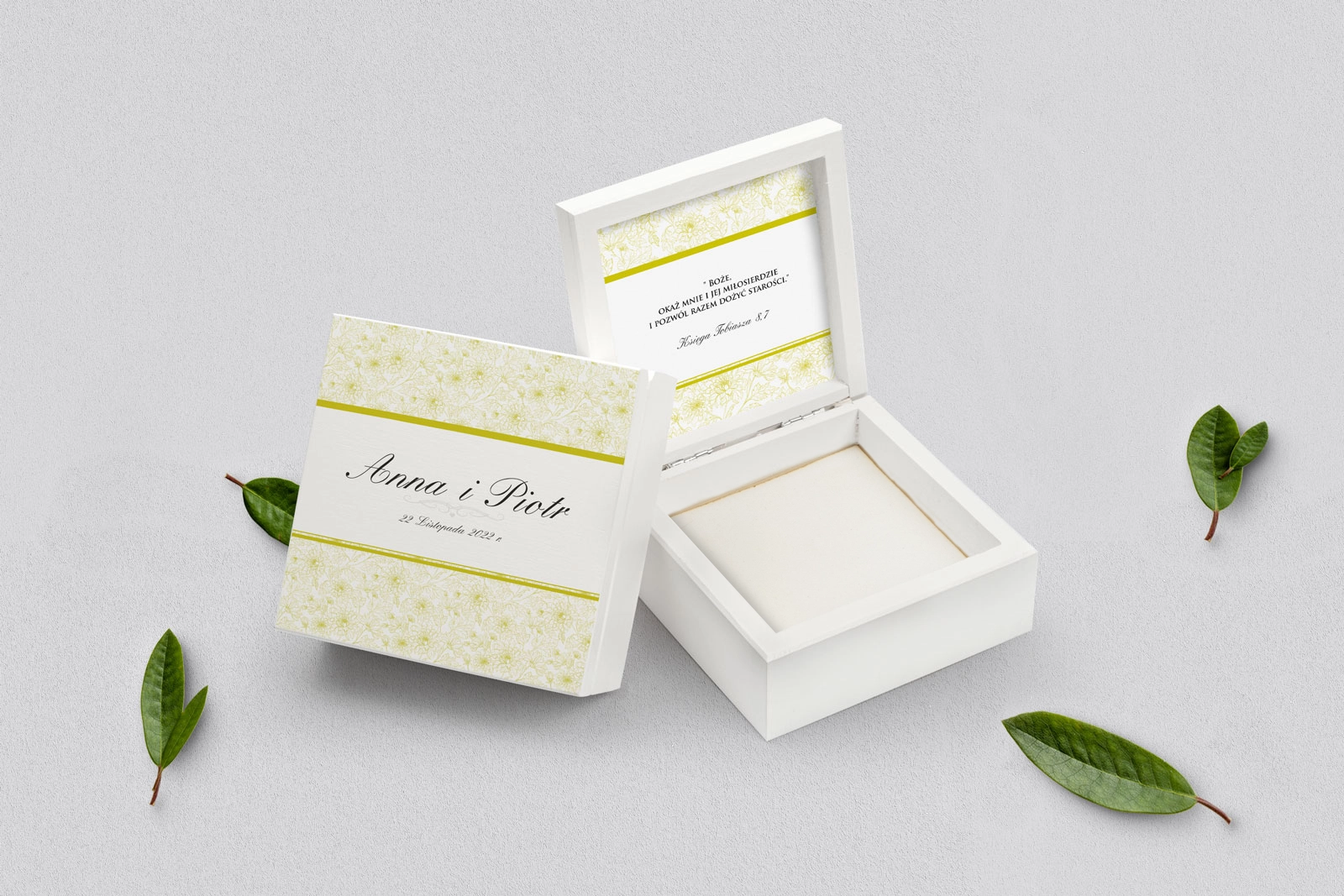 Pudełko na obrączki białe - Ornaments Motyw 11