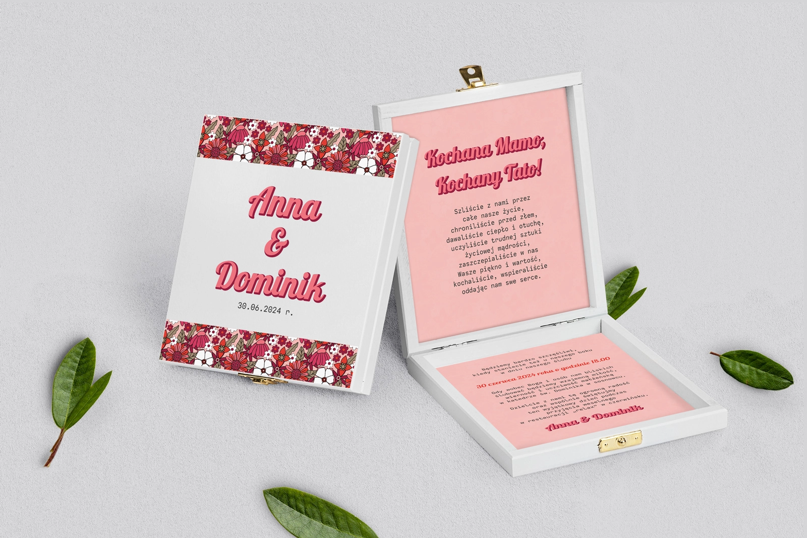 Zaproszenie dla Rodziców - białe Retro Style Motyw 2