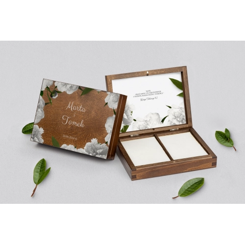 Pudełko na obrączki prostokątne brązowe - Soft Motyw 3