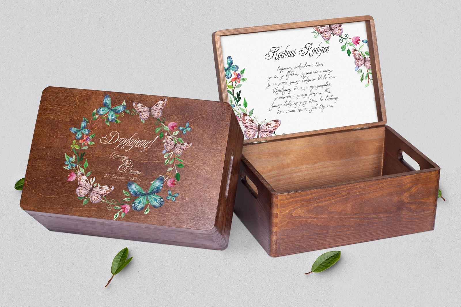 Skrzyneczka dla Rodziców - brązowa Akwarelowe Wianki Motyw 3