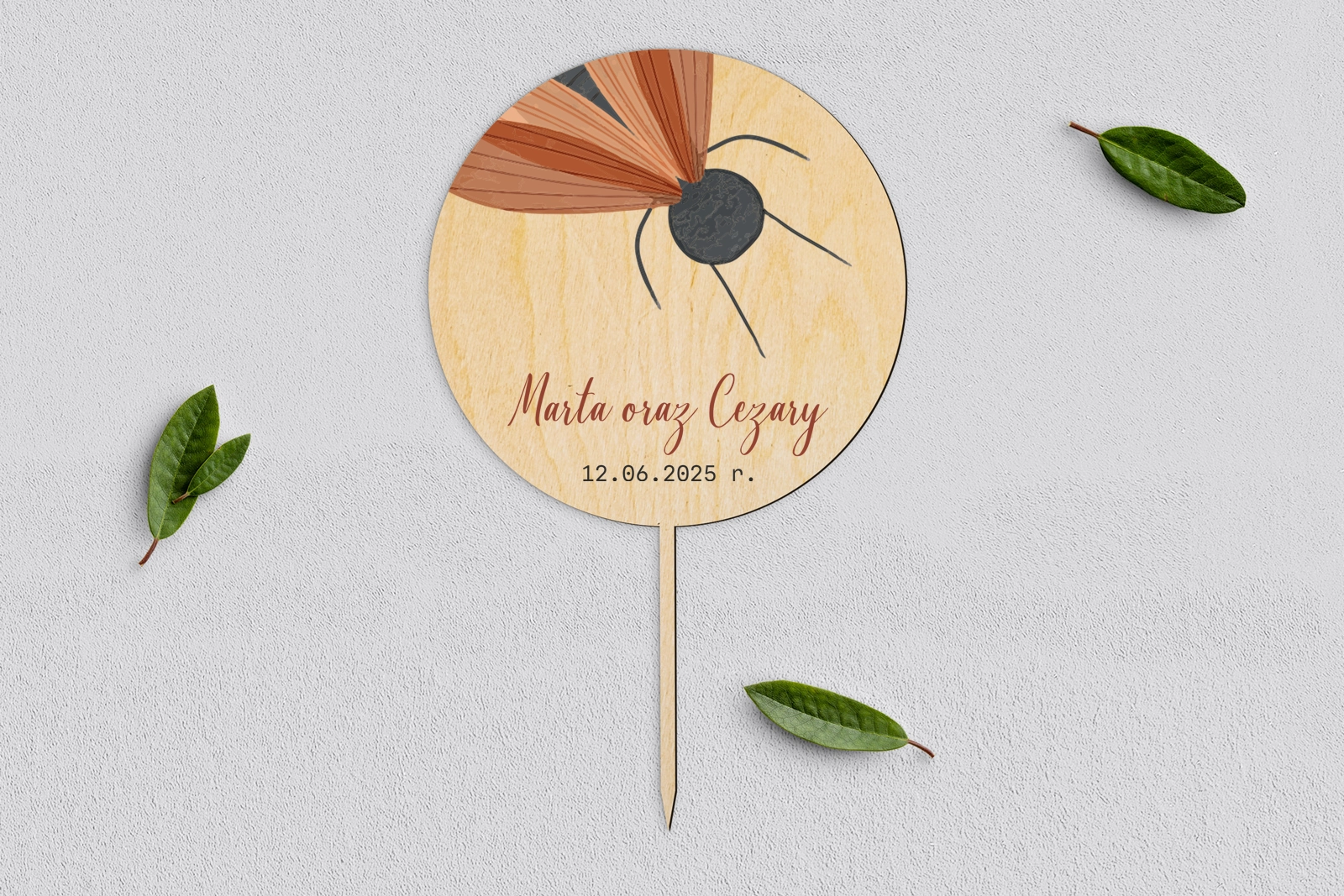 Topper na tort weselny - Butterflies - Motyw 2