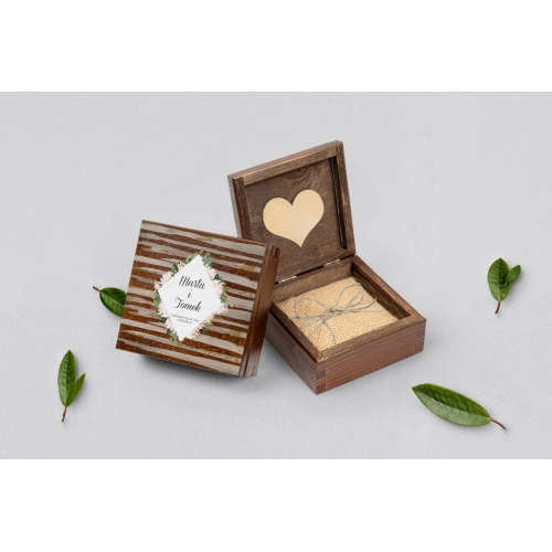 Pudełko na obrączki brązowe - Akwarelka - Motyw 1