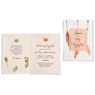 Zaproszenia ślubne Butterflies - Składane motyw 1