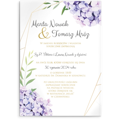 Zaproszenia ślubne Flowers & Frame - Akrylowe Motyw 1