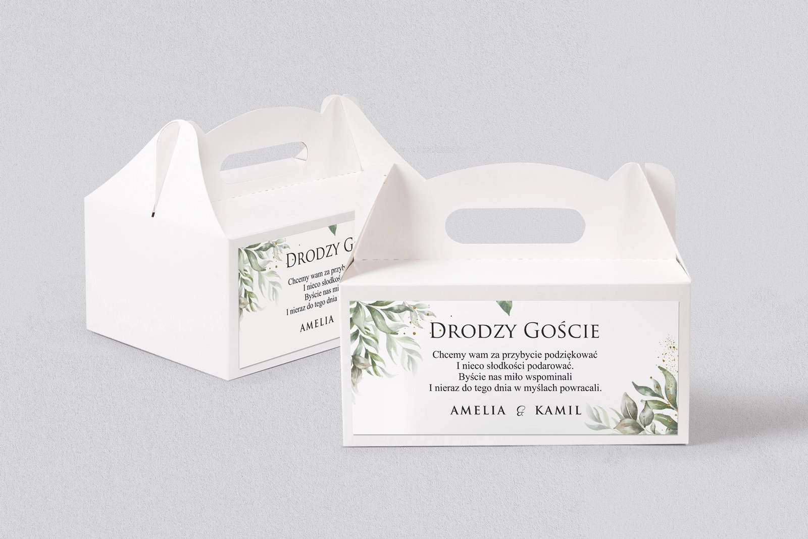 Pudełko na ciasto weselne Leaves - Motyw 1