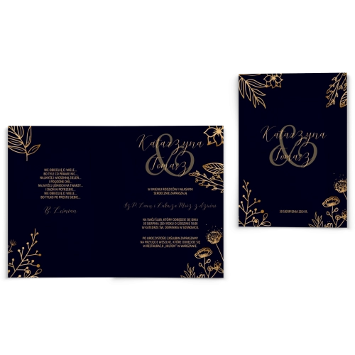 Zaproszenia ślubne Goldish - Składane Motyw2