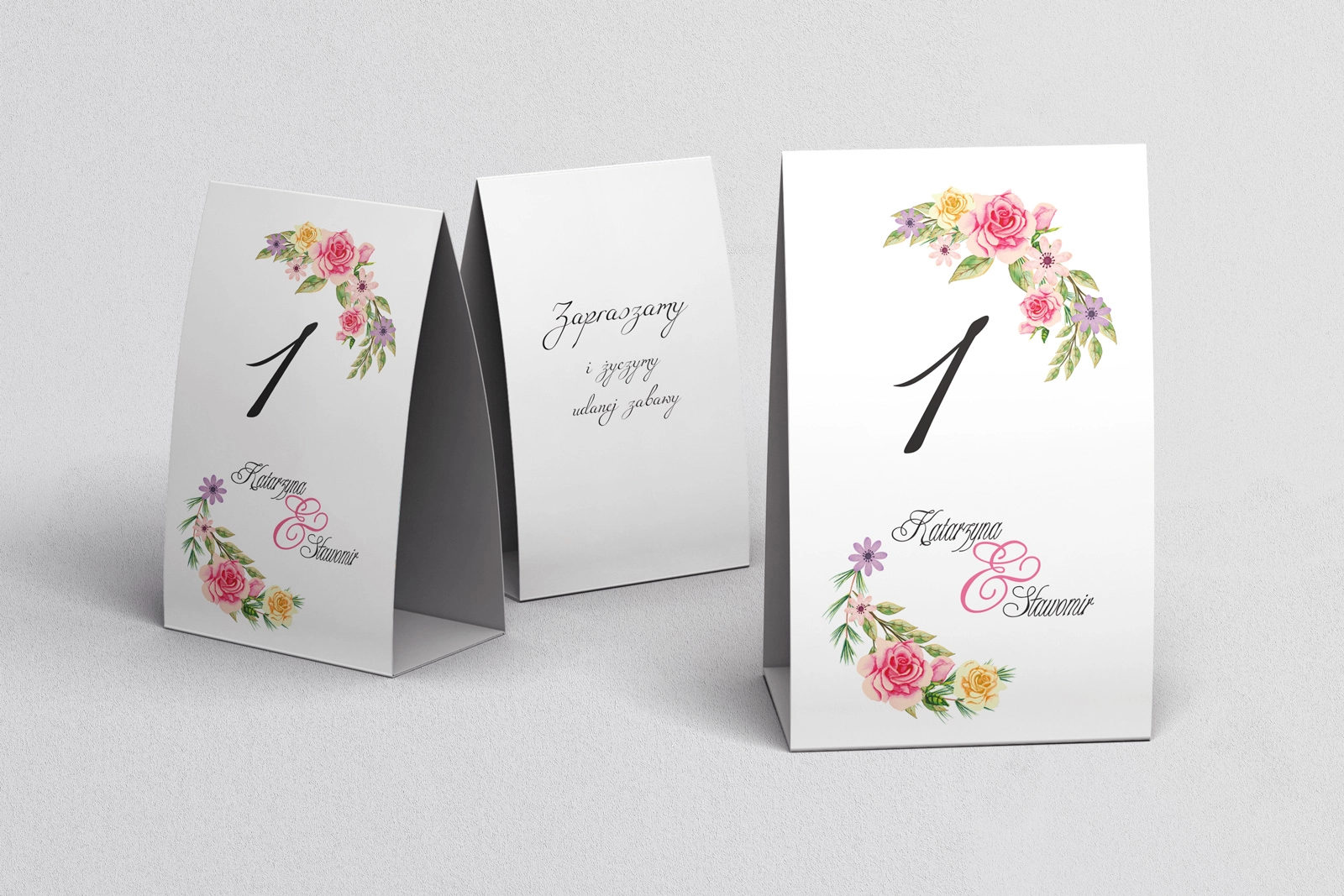 Numerki na stół Akwarelowe Wianki Motyw 5