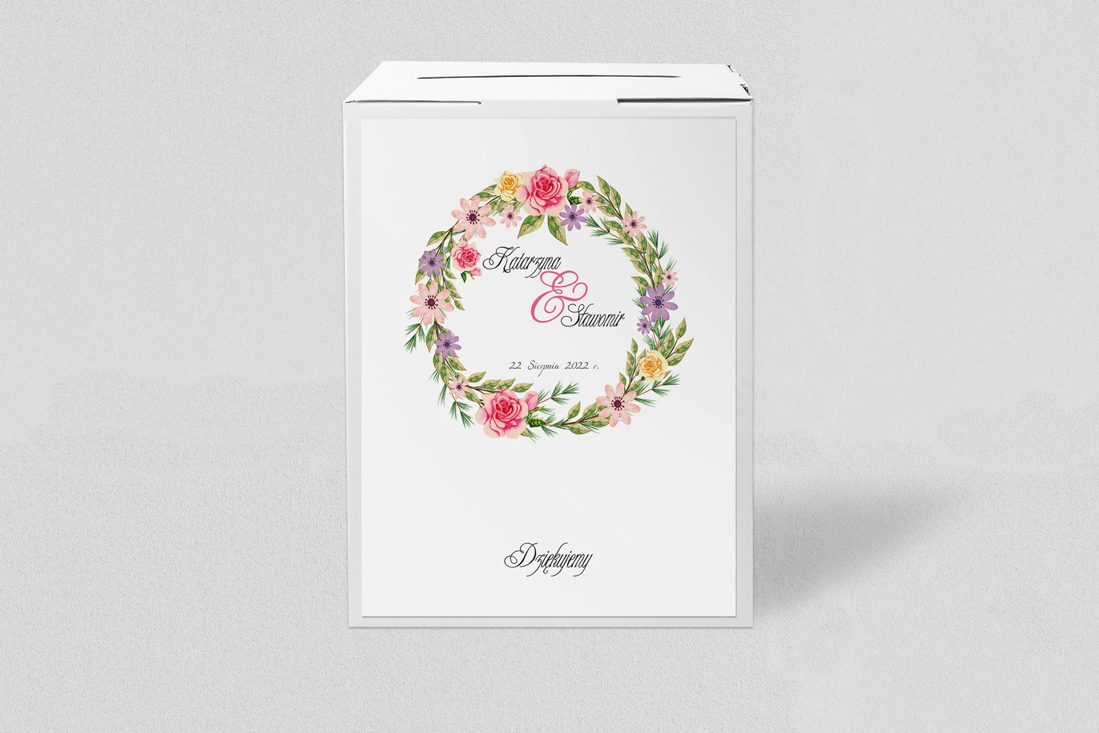 Pudełko na koperty i pieniądze Akwarelowe Wianki Motyw 5