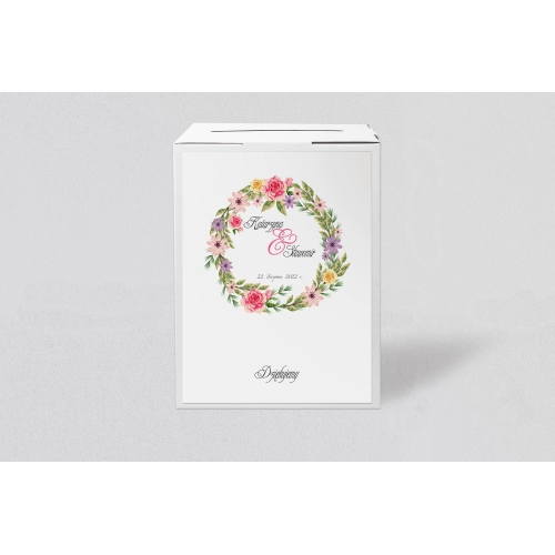 Pudełko na koperty i pieniądze Akwarelowe Wianki Motyw 5