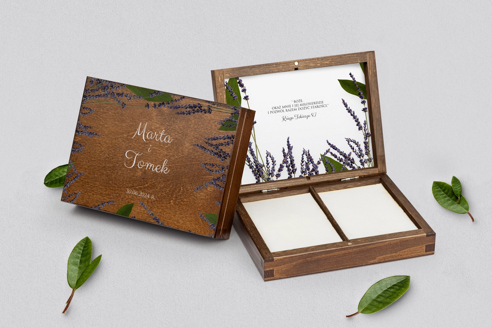 Pudełko na obrączki prostokątne brązowe - Soft Motyw 5