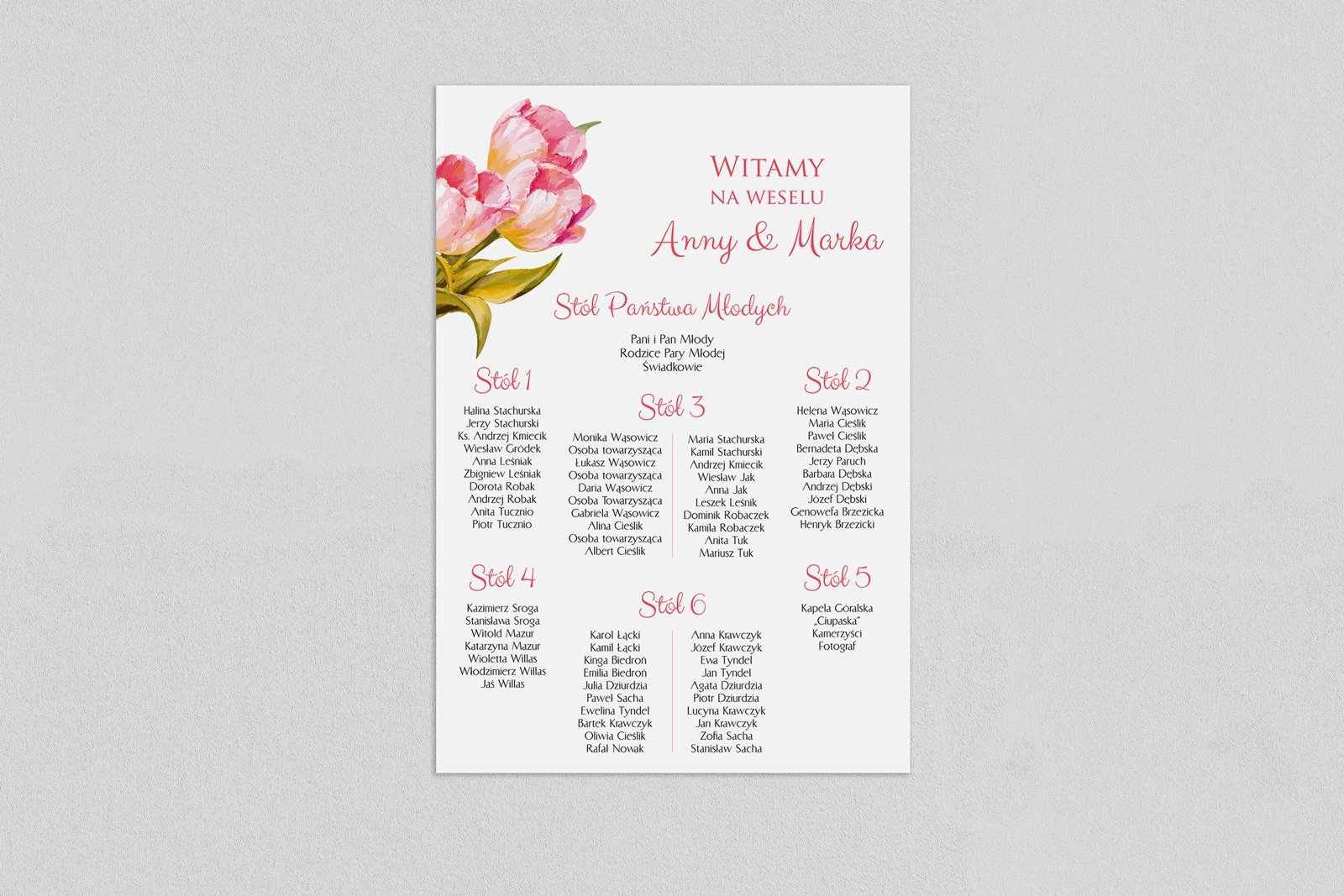 Plan stołów weselnych Sweet Love - Motyw 4