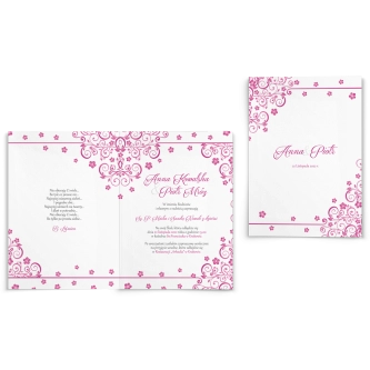 Zaproszenia ślubne Maja - Składane Motyw Amarantowy