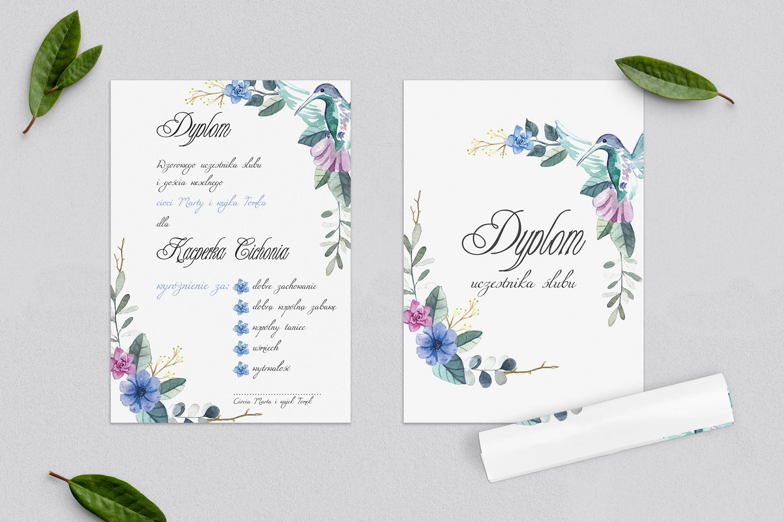 Dyplomy dla Dzieci - Akwarelowe Wianki Motyw 8