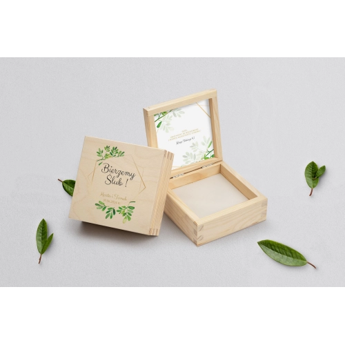 Pudełko na obrączki naturalne - Flowers & Frame Motyw 3