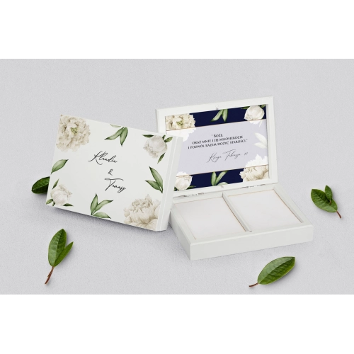Pudełko na obrączki prostokątne białe - Loveletter Motyw 1