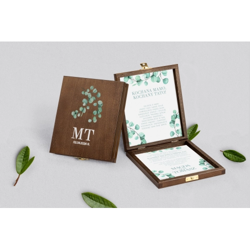 Zaproszenie dla Rodziców - brązowe Eukaliptus Motyw 2