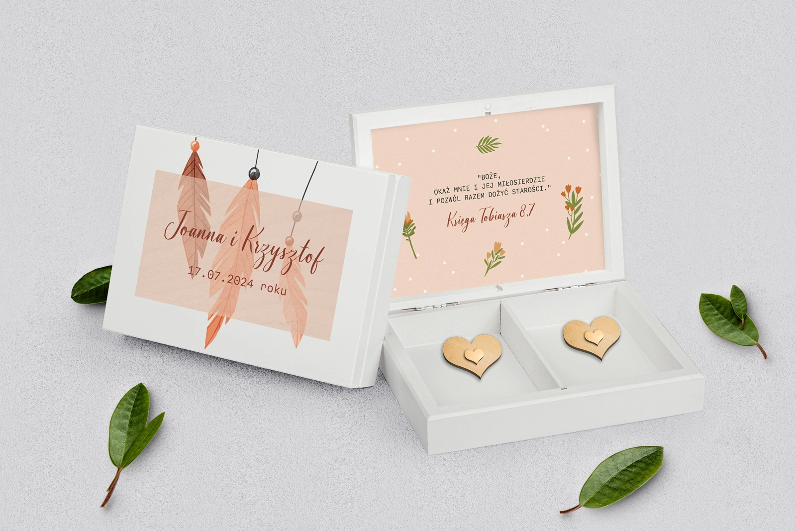 Pudełko na obrączki prostokątne białe - Butterflies - Motyw 1