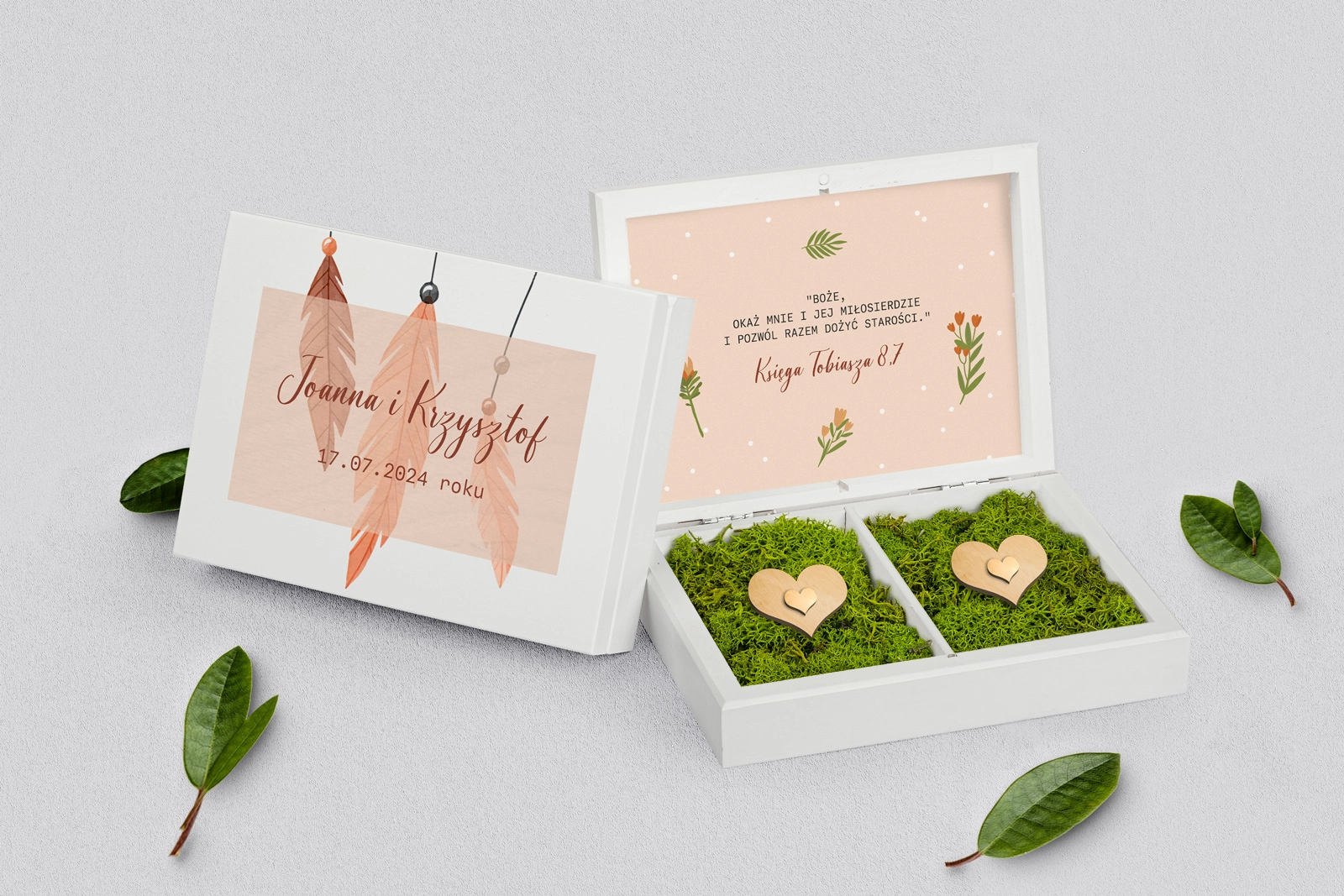 Pudełko na obrączki prostokątne białe - Butterflies - Motyw 1