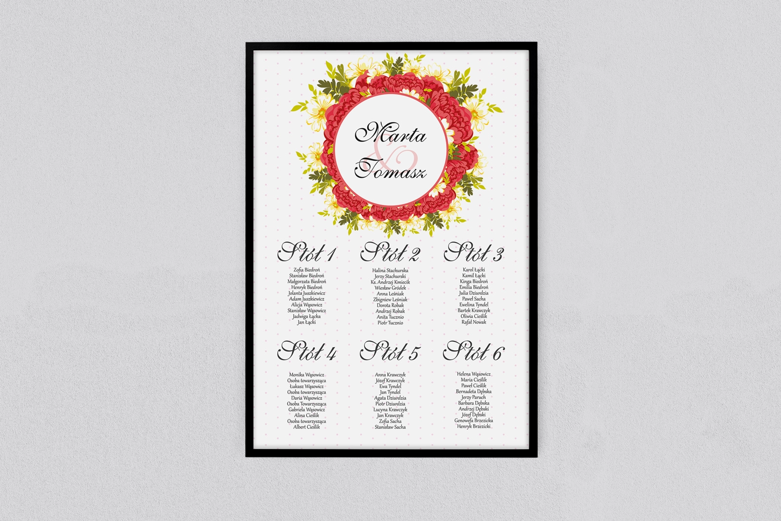 Plan stołów weselnych Radosny Dzień Motyw 4