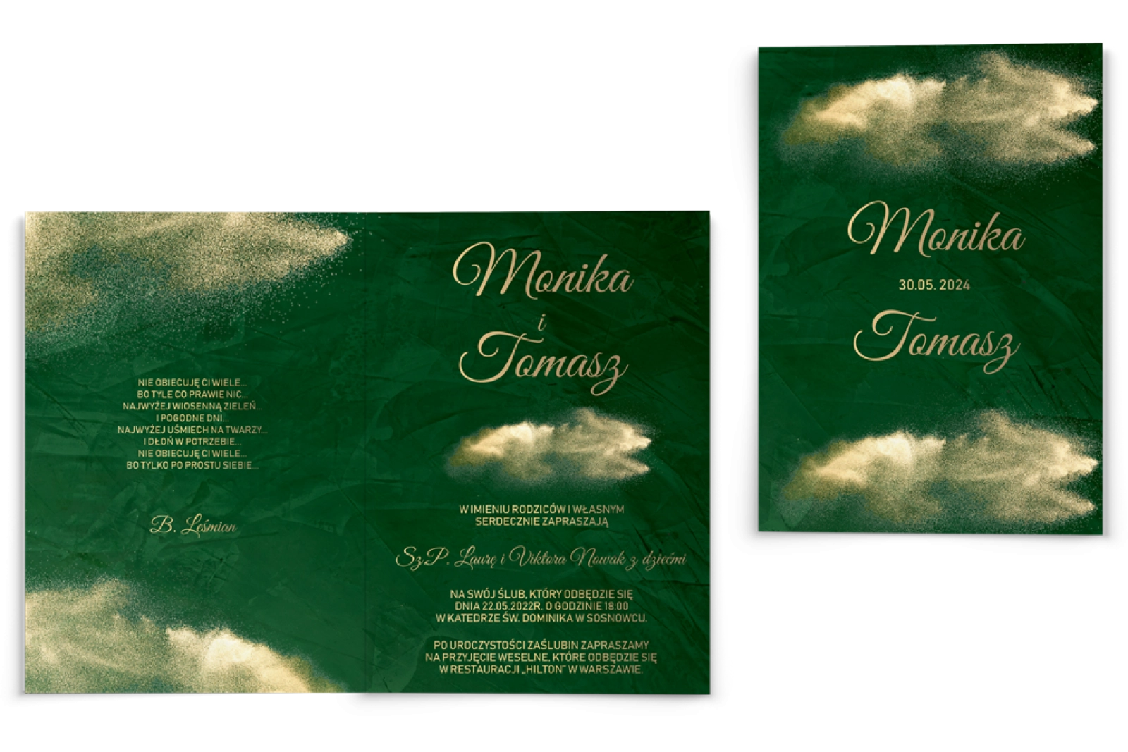 Zaproszenia ślubne Greenery - Składane Motyw1