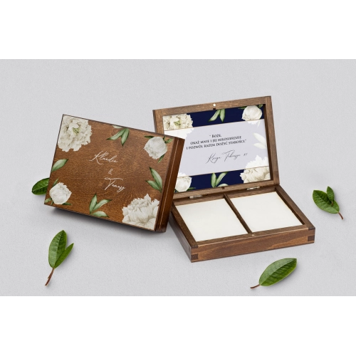 Pudełko na obrączki prostokątne brązowe - Loveletter Motyw 1