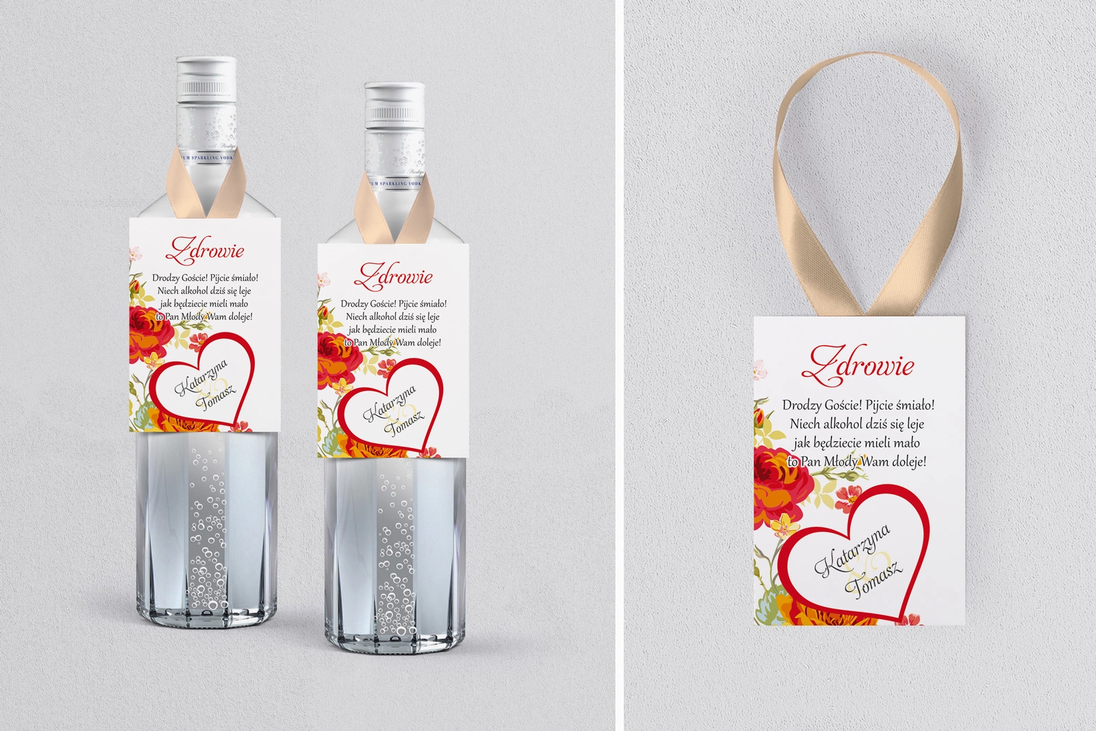 Zawieszka na alkohol Serca Kwiat Motyw 3