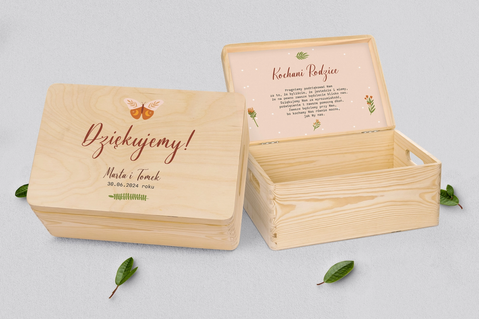 Skrzyneczka dla Rodziców - naturalna Butterflies - Motyw 1