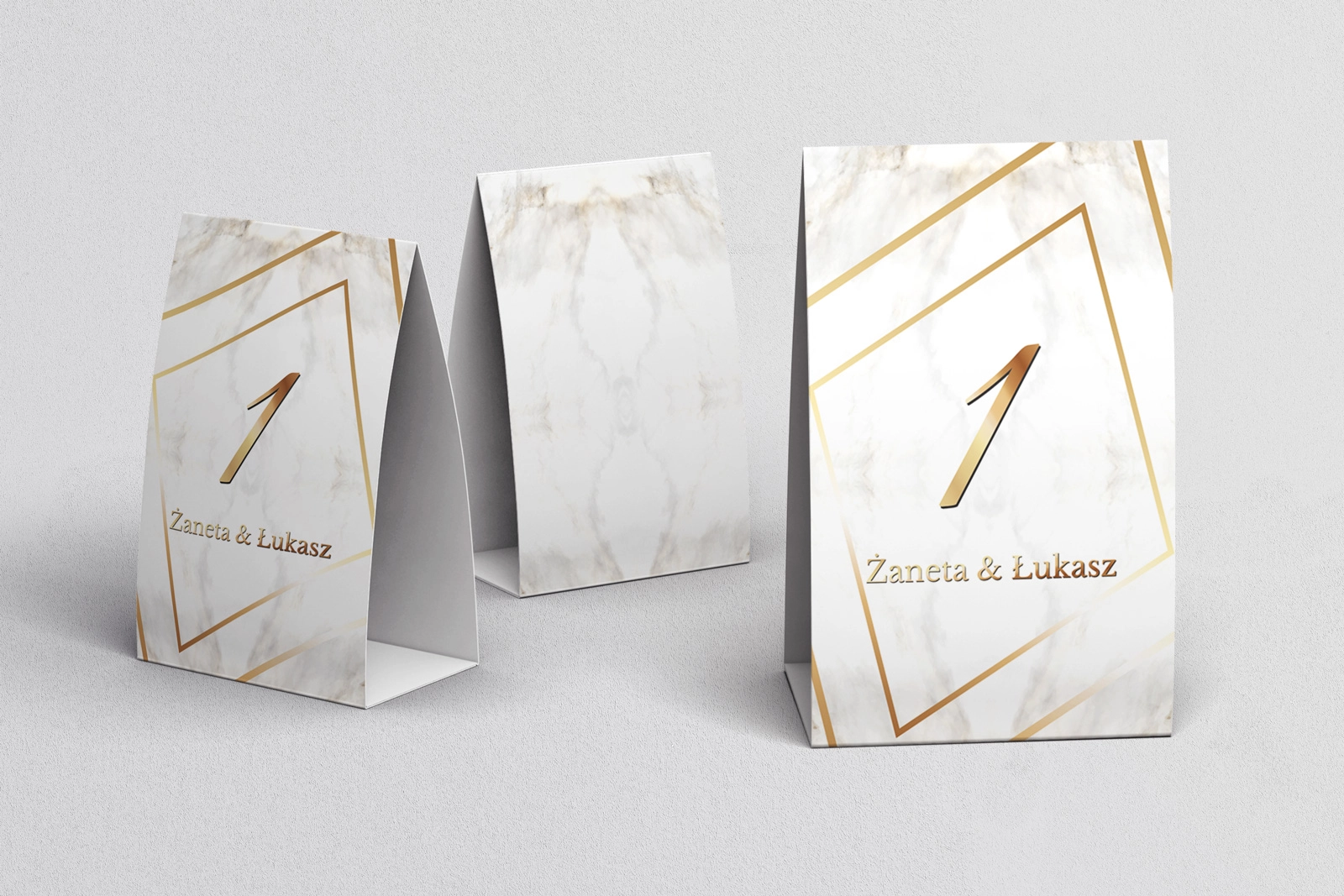 Numerki na stół Marmur & Złoto Motyw 1